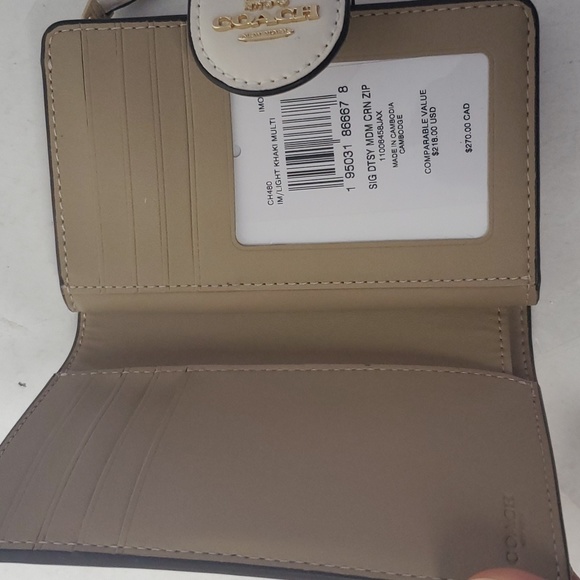 Coach CH480 Medium Corner Zip Wallet In Signature Canvas W/Nostalgic Ditsy Print - Picture 7 of 12